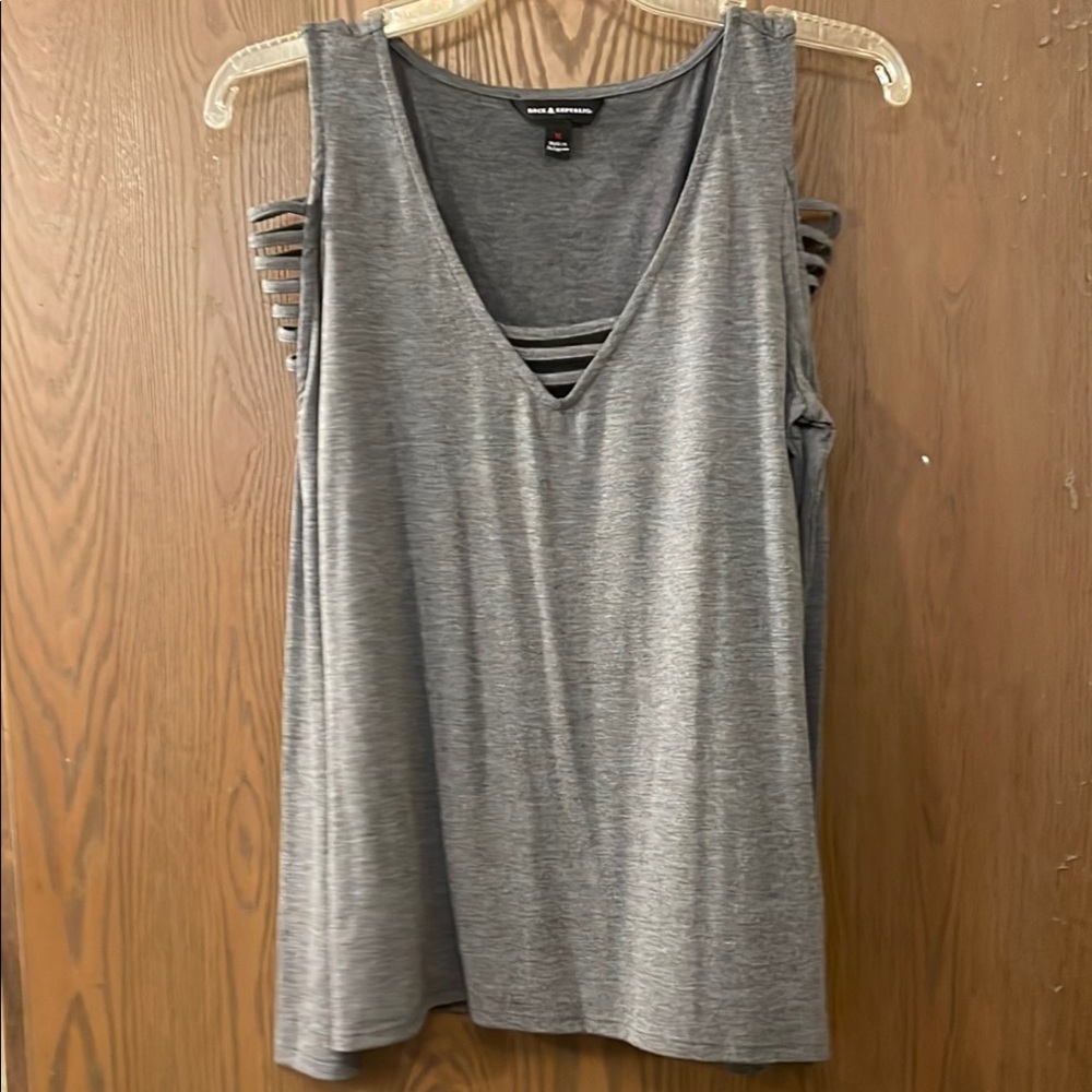 Rock & Republic Gray Sleeveless Cut Out Tank
